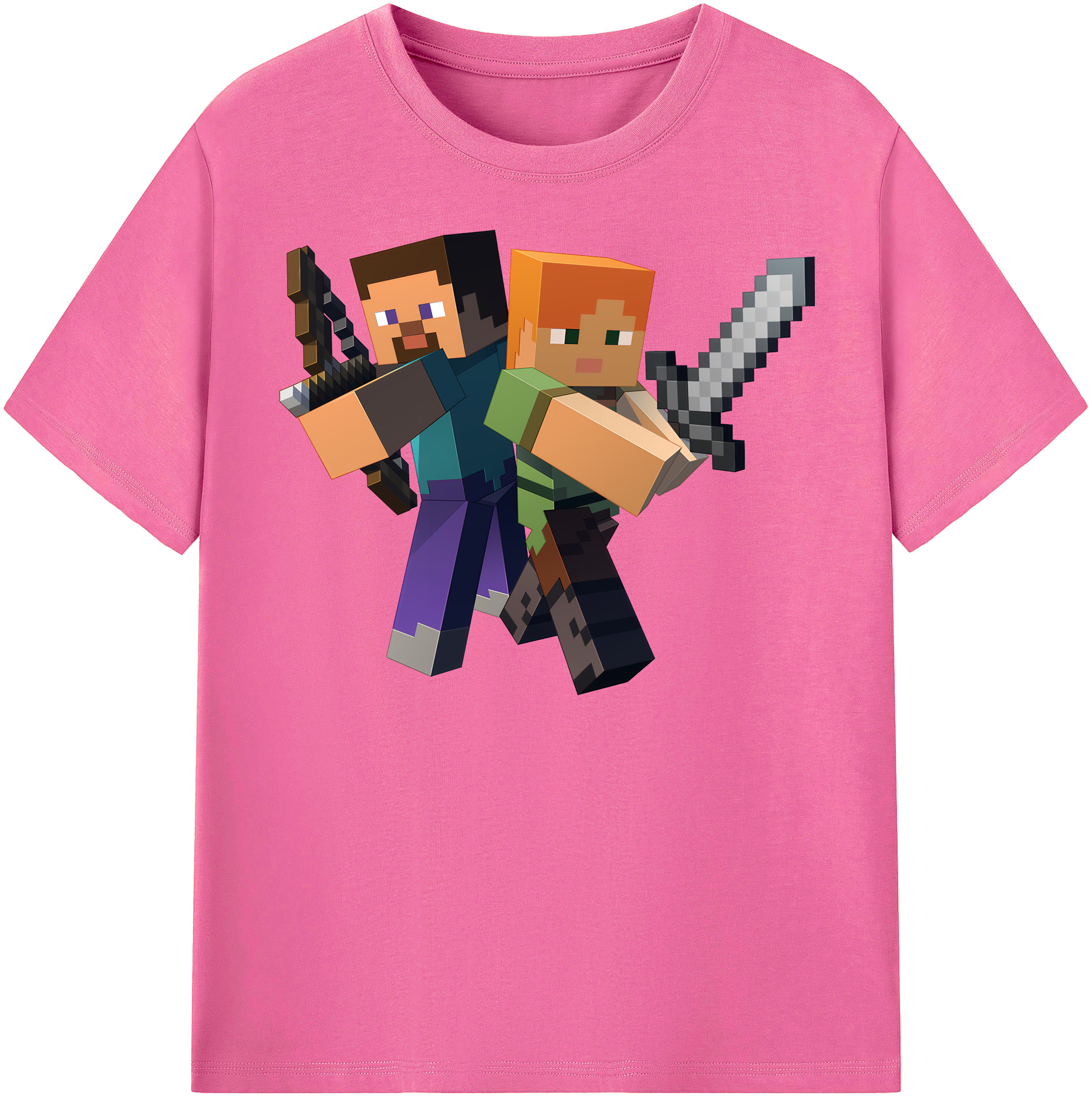（画像用） マインクラフト ブロックの世界 Minecraft MC Block world レディースカジュアルプリントTシャツ（綿100％）